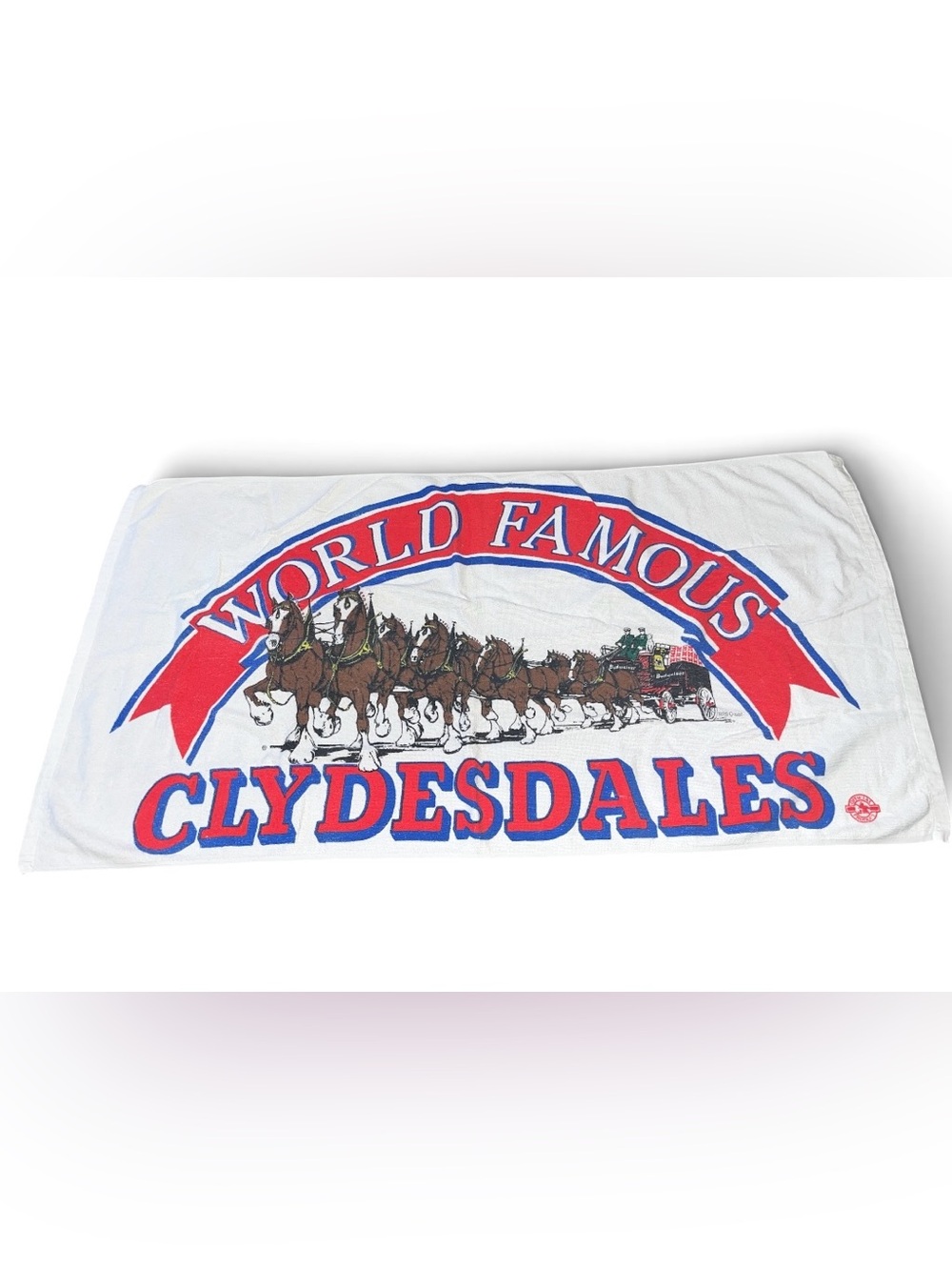 Budweiser vtg 80s Clydesdale beach towel